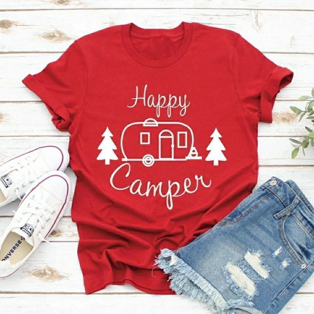 Happy Camper Hiking Outdoors Tee Shirt